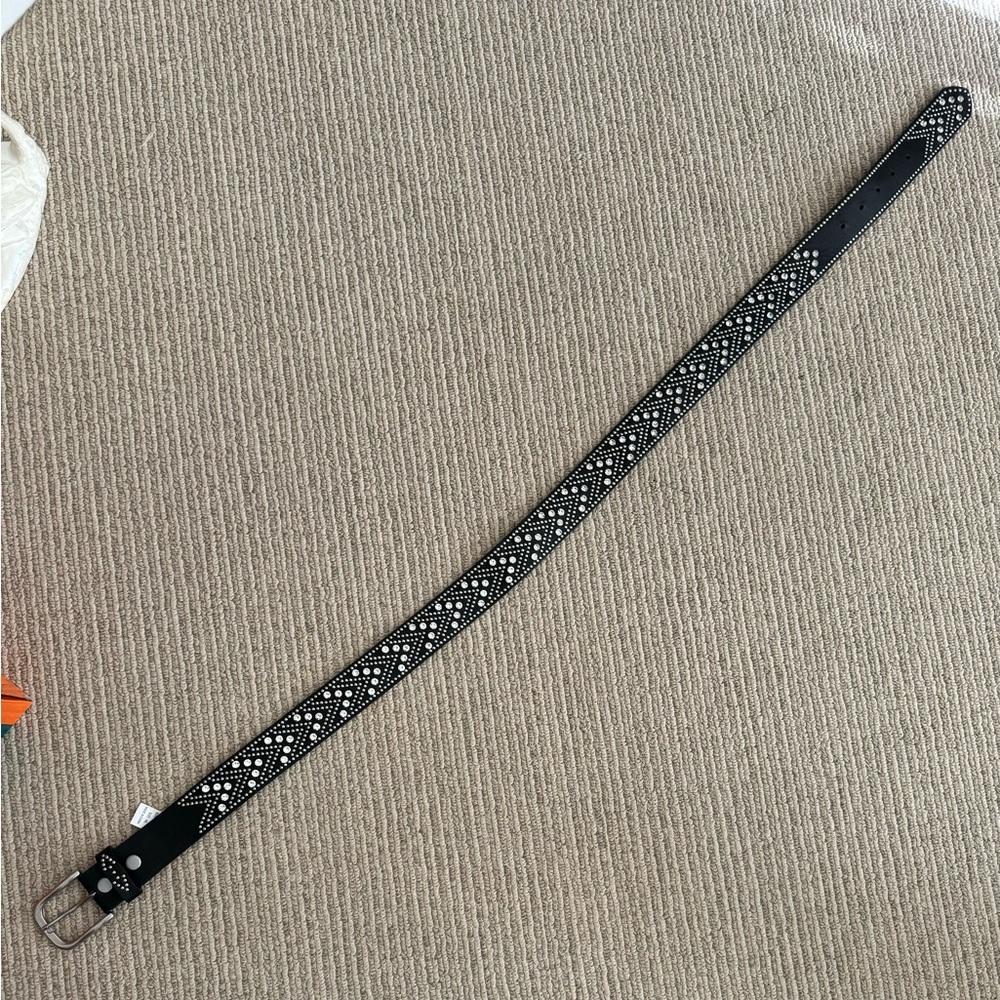 Embellished leather belt